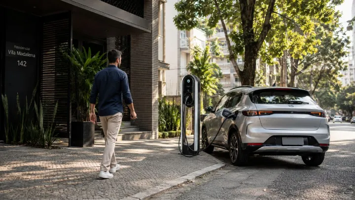 carregar carro elétrico sem garagem em prédio