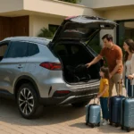 BYD Song Plus espaço interno com malas e carrinho de bebê