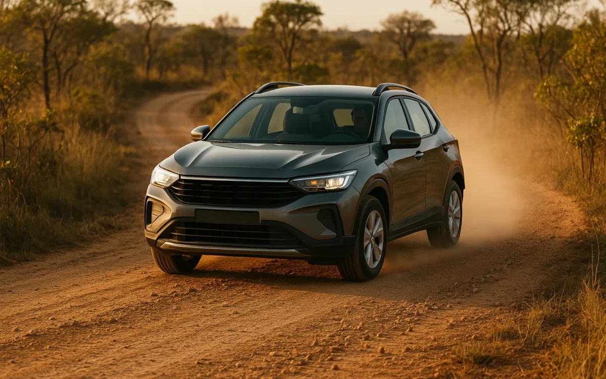 Como dirigir em estrada de terra com SUV em curva de cascalho