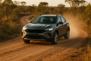 Como dirigir em estrada de terra com SUV em curva de cascalho