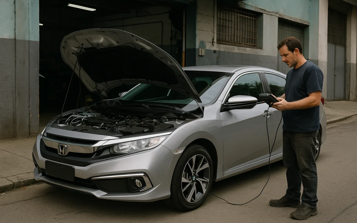 Honda Civic usado automático em inspeção antes da compra
