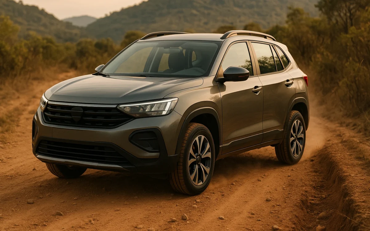 SUV para estrada de terra em uma rota rural de cascalho