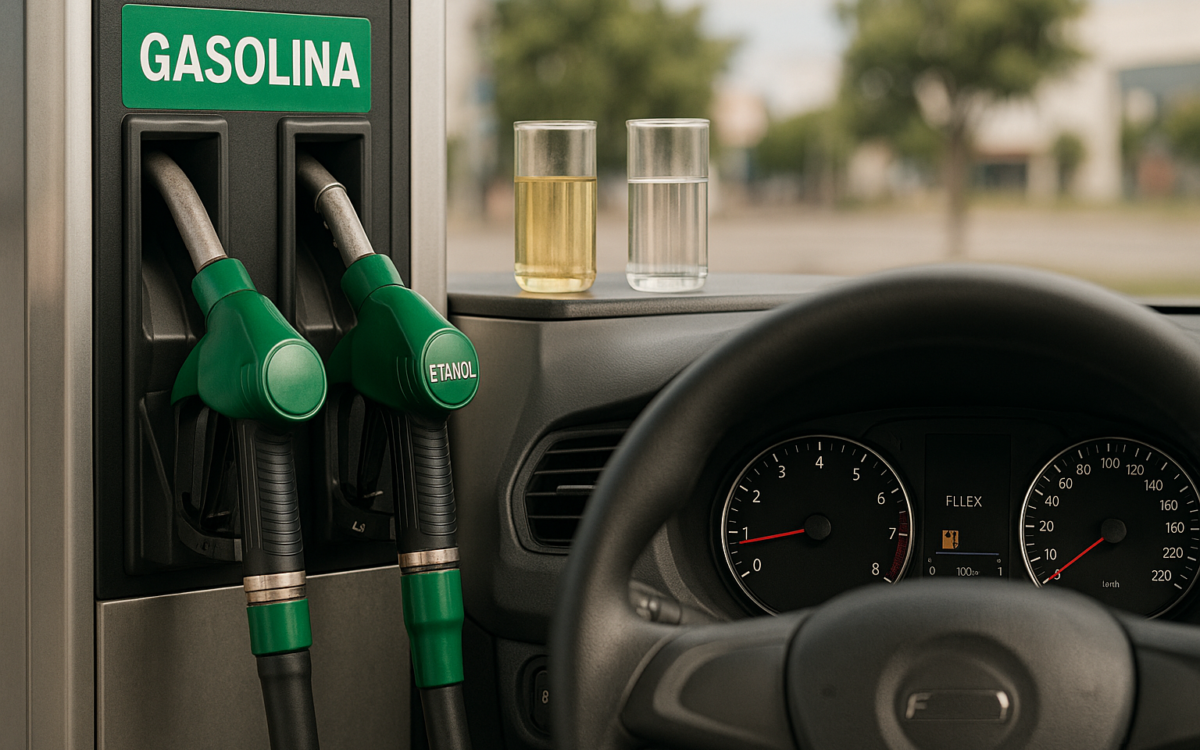 Etanol misturado na gasolina e etanol vendido nos postos