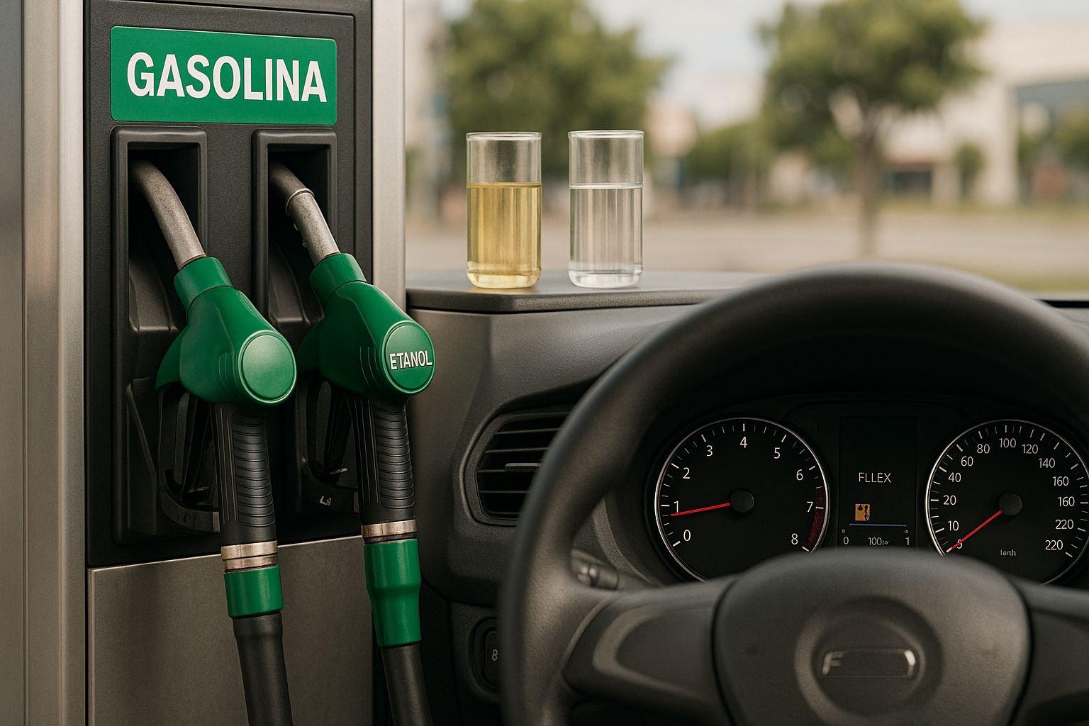 Etanol misturado na gasolina e etanol vendido nos postos