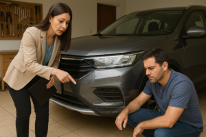 Franquia do seguro compreensivo sendo analisada após pequeno dano no carro