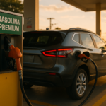 Gasolina premium sendo abastecida em um SUV brasileiro diante da mudança para E32