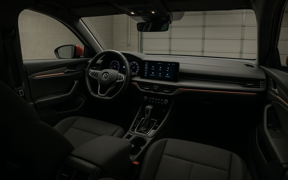Kia K3 interior com painel digital e central multimídia