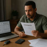 Portabilidade do financiamento do carro sendo analisada em uma mesa com contrato e propostas