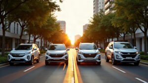 Tipos de SUV mini compacto médio e grande alinhados