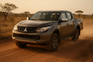 L200 Triton V6 Flex em estrada de terra durante avaliação de consumo real